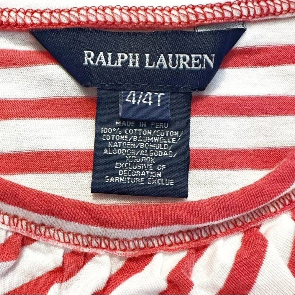 Ralph Lauren | Ruffle Front Striped T-Shirt (4/4T) ♥️